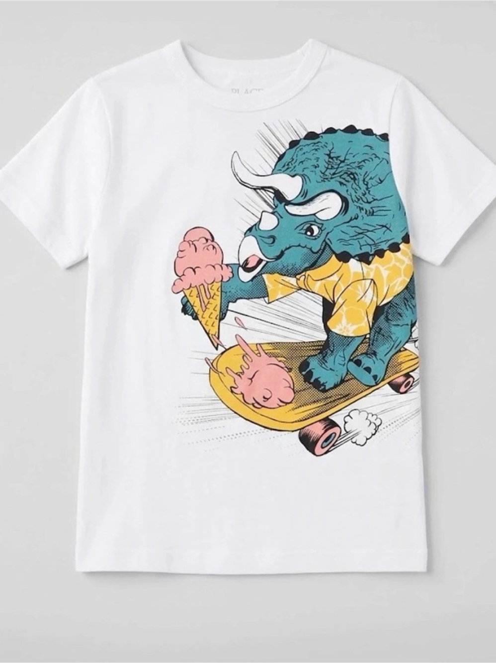 The Children's Place Boys Skateboarding Dinosaur Graphic Tee White Size Small 5